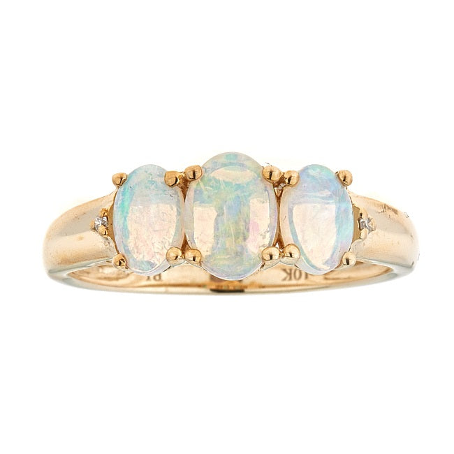 Alani 10K Yellow Gold Oval-Cut Natural African Opal Ring