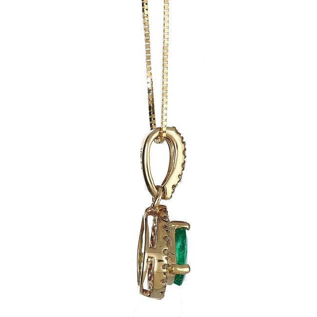 Andi 10K Yellow Gold Pear-Cut Natural Zambian Emerald Pendant