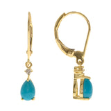 Natalie 10K Yellow Gold Pear-Cut Turquoise Earrings