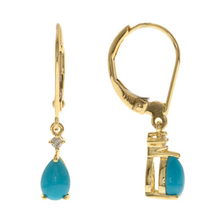 Natalie 10K Yellow Gold Pear-Cut Turquoise Earrings
