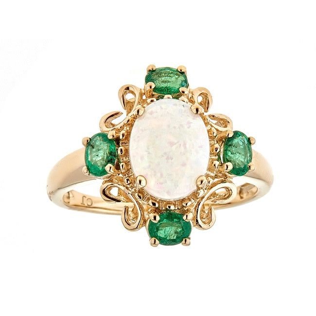 Amelia 14K Yellow Gold Oval-Cut Opal Ring