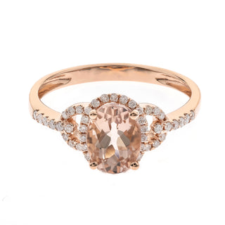 Genevieve 14K Rose Gold Oval-Cut Madagascar Morganite Ring