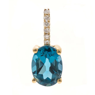 Alevia 14K Yellow Gold Oval-Cut Brazilian London Blue Topaz Pendant