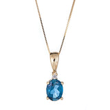 Emilia 10K Yellow Gold Oval-Cut Brazilian London Blue Topaz Pendant