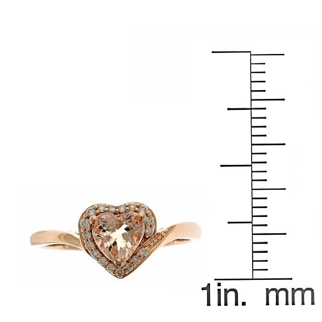 Jenny 10K Rose Gold Heart-Shaped  Morganite Ring with White Diamond Halo