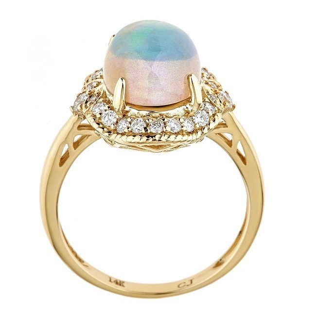 Azalea 14K Yellow Gold Oval-Cut Opal Ring