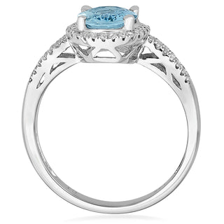 Alina 10K White Gold Oval-Cut Brazilian Aquamarine Ring