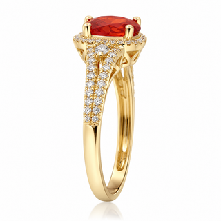 Jenna 14K Yellow Gold Oval-Cut Mexican Fire Opal Ring