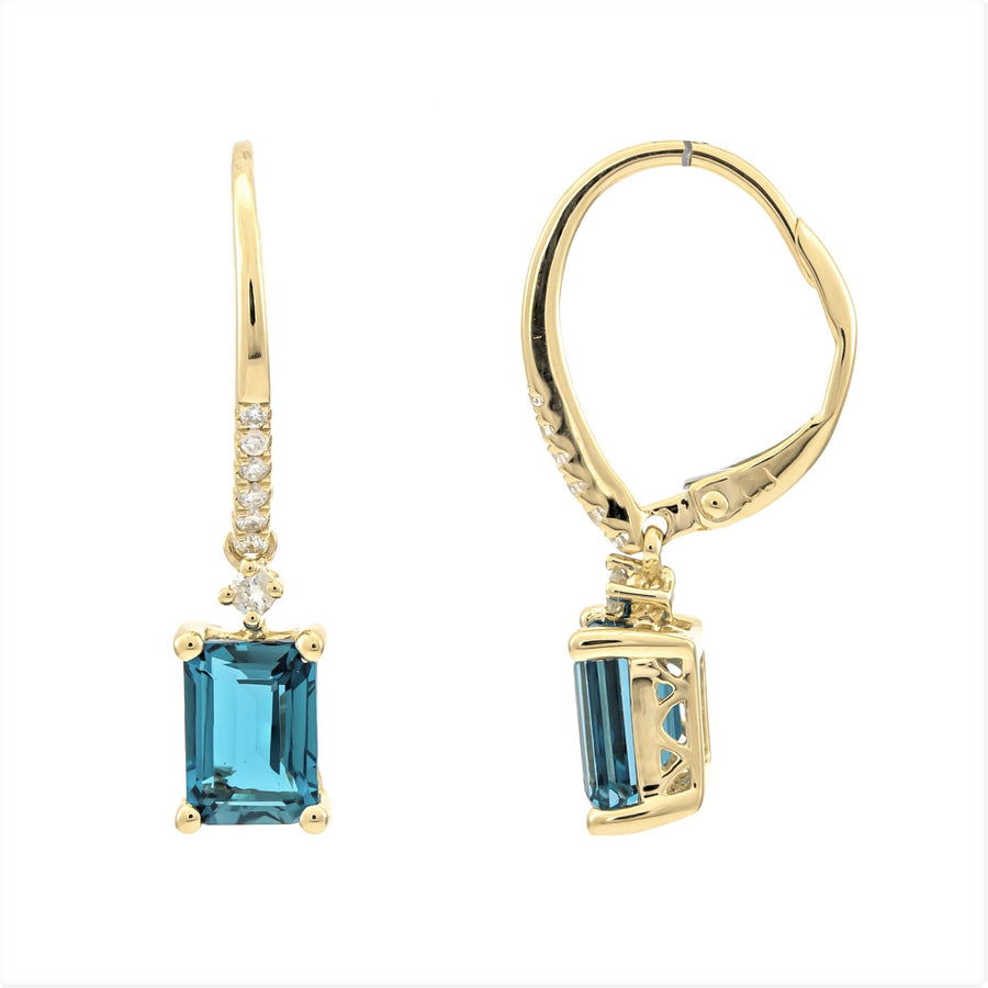 Ingrid 14K Yellow Gold Emerald-Cut Brazilian London Blue Topaz Earring