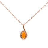 Nathalia 14K Rose Gold Oval-Cut Mexican Fire Opal Pendant