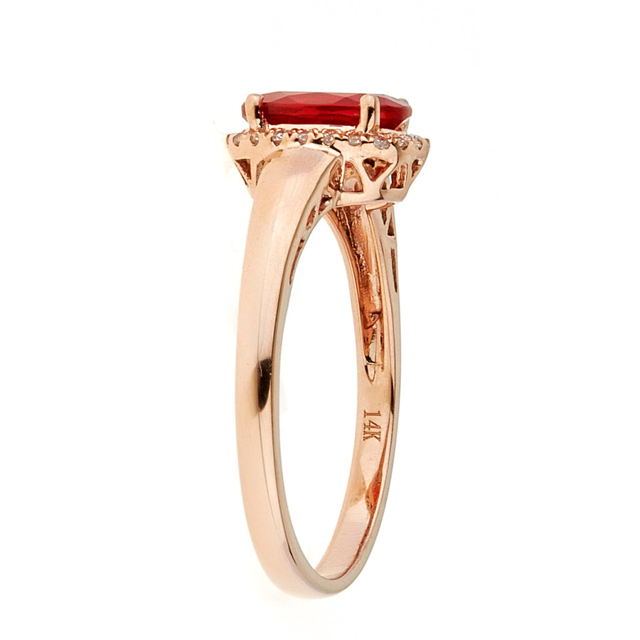 Savannah 14K Rose Gold Oval-Cut Mexican Fire Opal Ring
