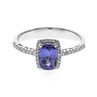 Maeve 10K White Gold Cushion-Cut Tanzanian TanzaniteRing