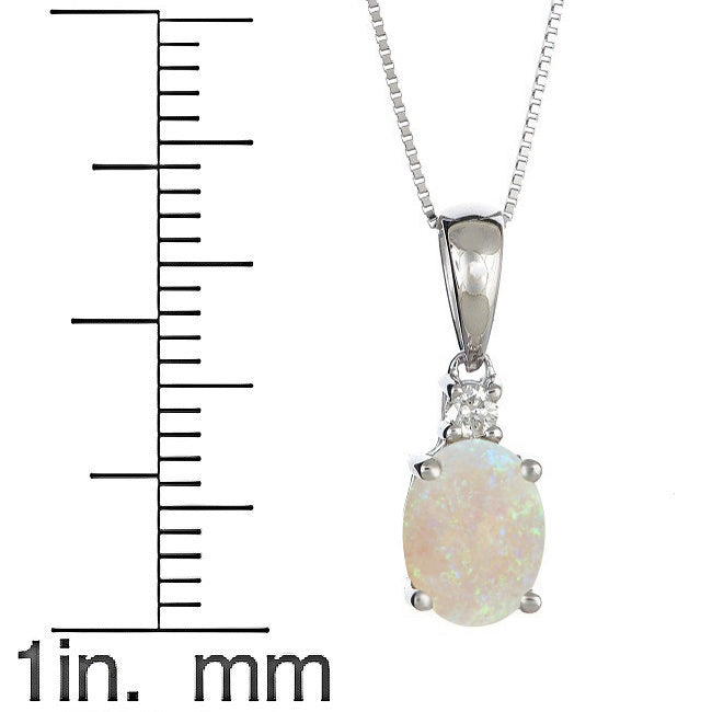 Navy 10K White Gold Oval-Cut African Opal Pendant