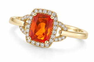 Esme 14K Yellow Gold Cushion-Cut Mexican Fire Opal Ring