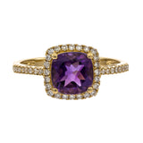 Amelia 10K Yellow Gold Cushion-Cut Amethyst Ring