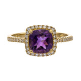 Nevaeh 10K Yellow Gold Cushion-Cut Amethyst Ring