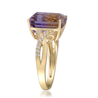 Kylie 10K Yellow Gold Emerald-Cut Brazilian Amethyst Ring