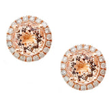 Eleanor 14K Rose Gold Round-Cut Madagascar Morganite Earrings