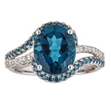 Kinsley 10K White Gold Oval-Cut Brazilian London Blue Topaz Ring