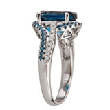 Kinsley 10K White Gold Oval-Cut Brazilian London Blue Topaz Ring