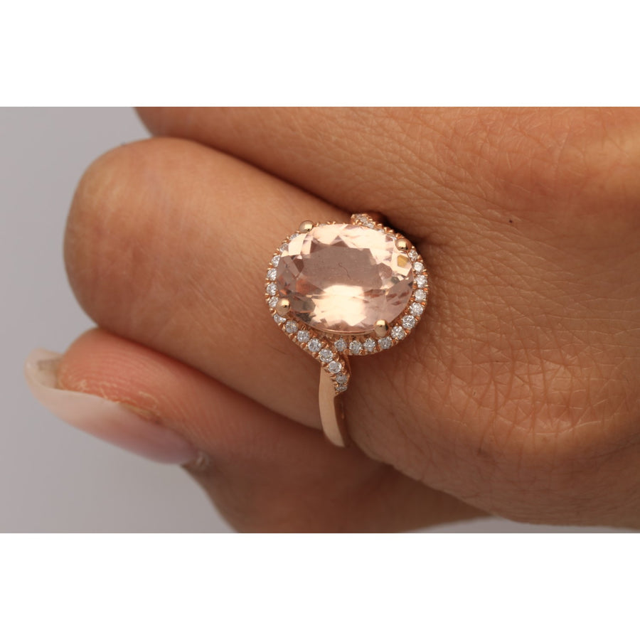 Elisa 14k Rose Gold Oval-Cut Morganite Ring