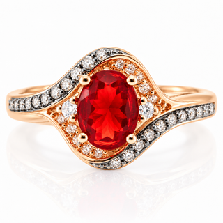 Esme 14K Rose Gold Oval-Cut Mexican Fire Opal Ring