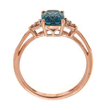 Karlee 10K Rose Gold Cushion-Cut Brazilian London Blue Topaz Ring