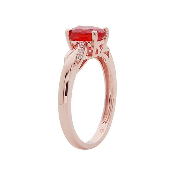 Melody 10K Rose Gold Oval-Cut Mexican Fire Opal Ring