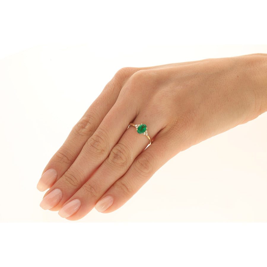 Amelia 10K Yellow Gold Oval-Cut Emerald Ring