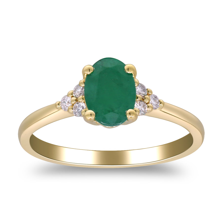 Amelia 10K Yellow Gold Oval-Cut Emerald Ring