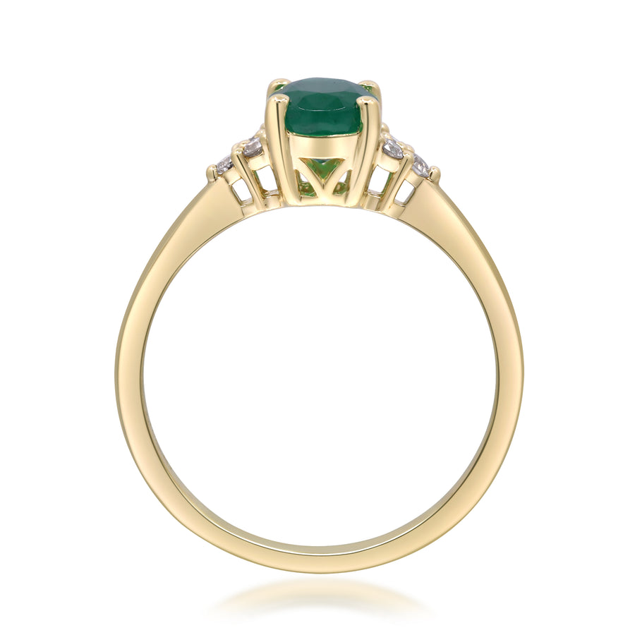 Amelia 10K Yellow Gold Oval-Cut Emerald Ring