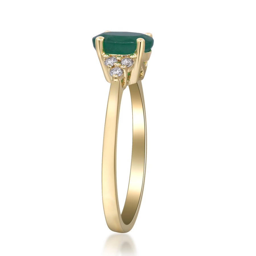 Amelia 10K Yellow Gold Oval-Cut Emerald Ring