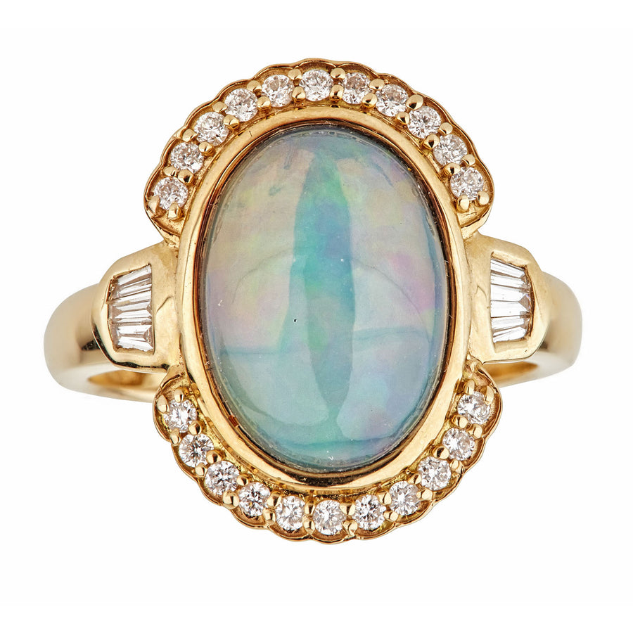 Genesis 14K Yellow Gold Oval-Cat Natural African Opal Ring
