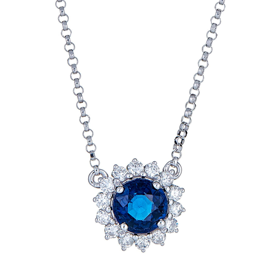 Lillian 18K White Gold Round-Cut Ceylon Blue Sapphire Pendant