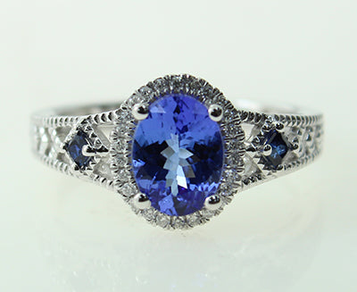 Amelia 14K White Gold Oval-Cut Tanzanite Ring