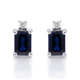 Sophia 10K White Gold Emerald-Cut Ceylon Blue Sapphire Earring