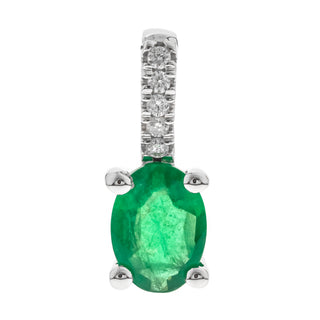 Norah 10K White Gold Oval-Cut Natural Zambian Emerald Pendant