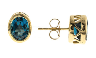 Wren 10K Yellow Gold Oval-Cut Brazilian London Blue Topaz Earrings