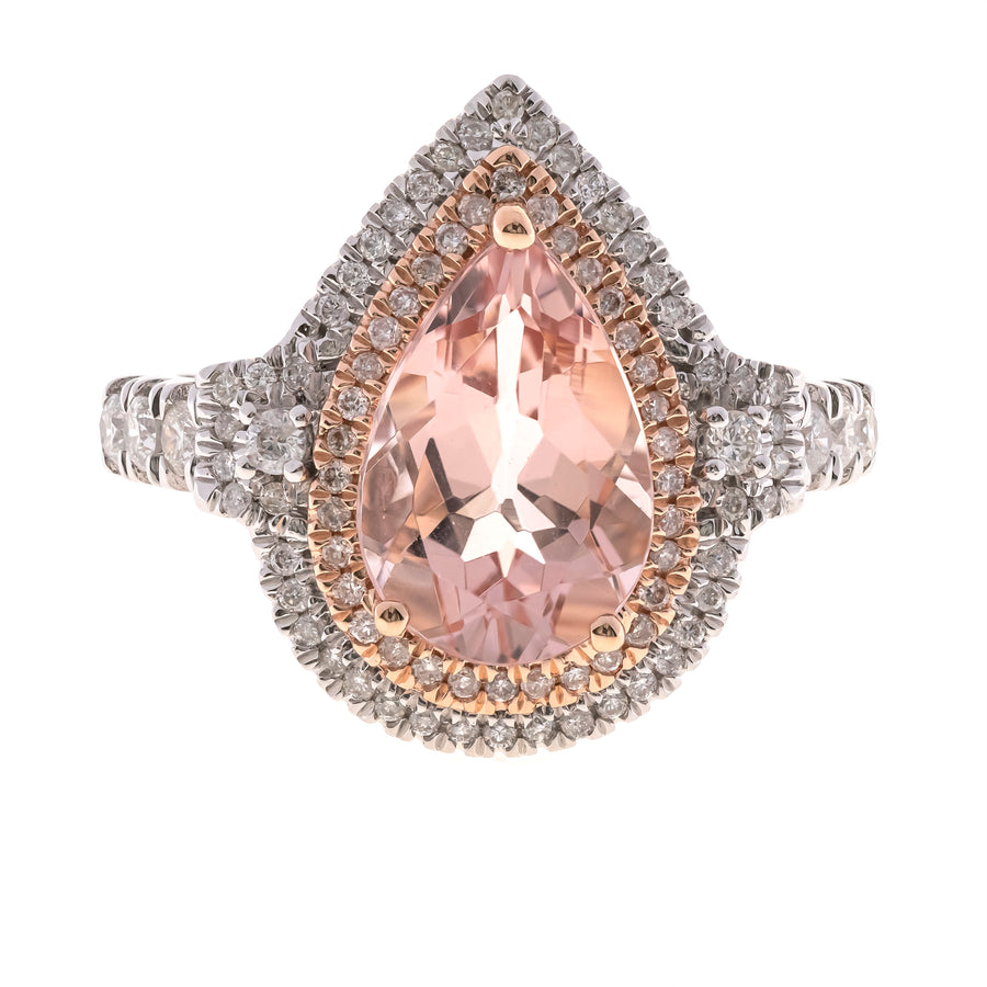 Parker 14K Two Tone Gold Pear-Cut Morganite Ring