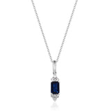 Amelia 10K White Gold Emerald-Cut Ceylon Blue Sapphire Pendant
