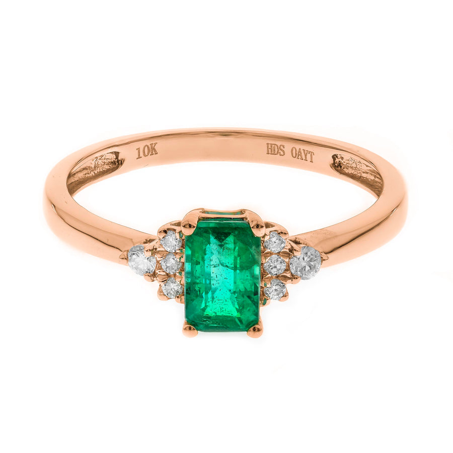Layla 10K Rose Gold Emerald-Cut Zambian Emerald Ring