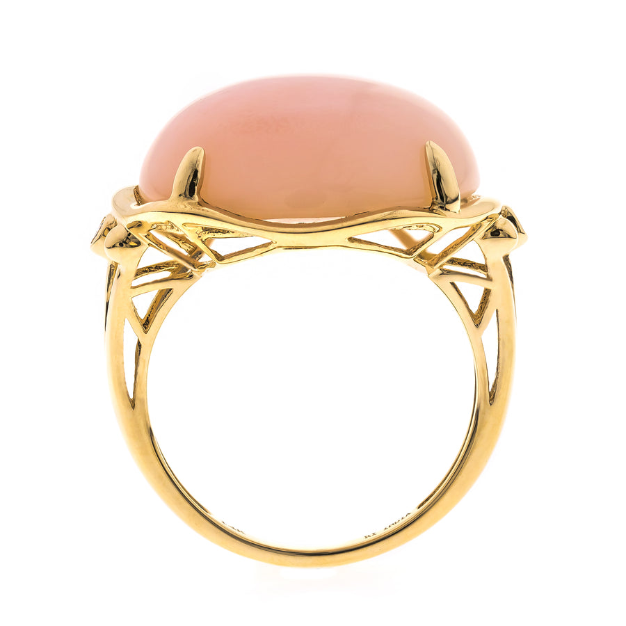 Zara 14K Yellow Gold Round-Cab Peruvian Pink Opal Ring