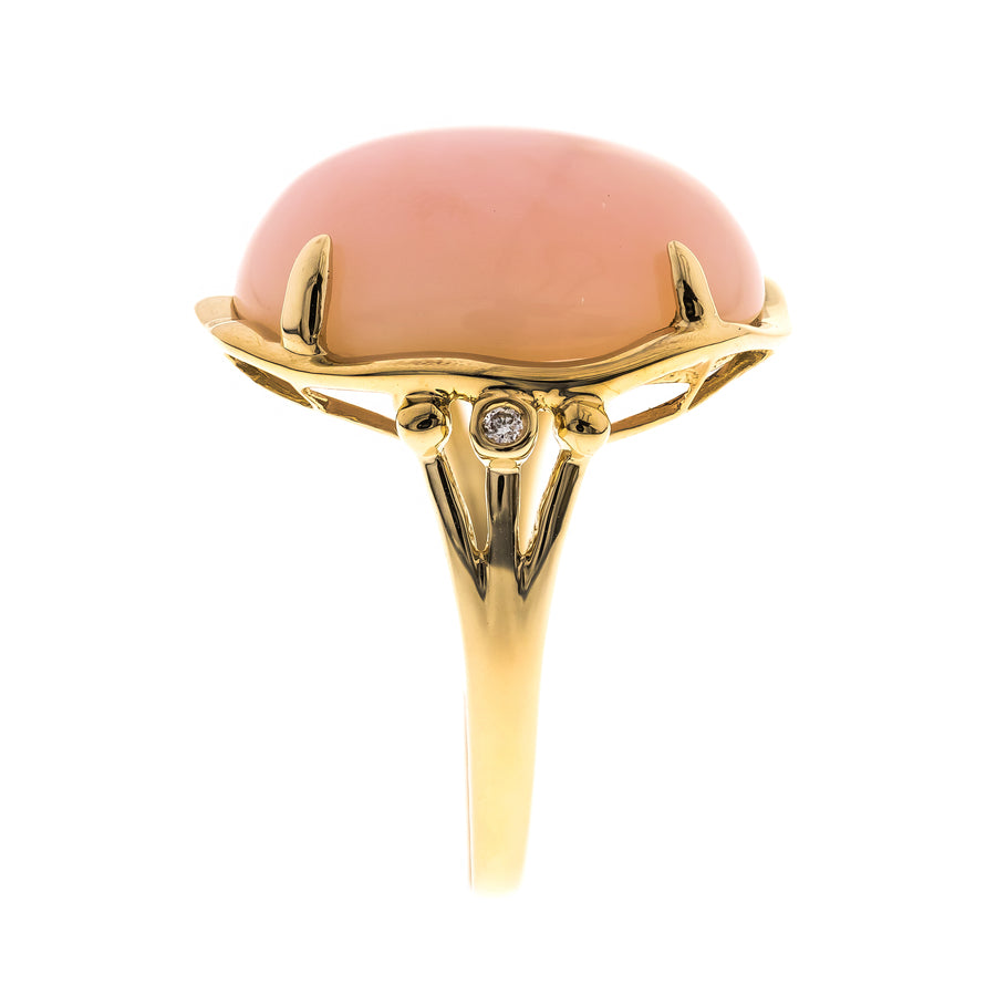 Zara 14K Yellow Gold Round-Cab Peruvian Pink Opal Ring