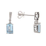 Amelia 10K White Gold Emerald-Cut Aquamarine Earring