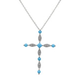 Kennedy 10K White Gold Round-Cut Arizona Turquoise Pendant