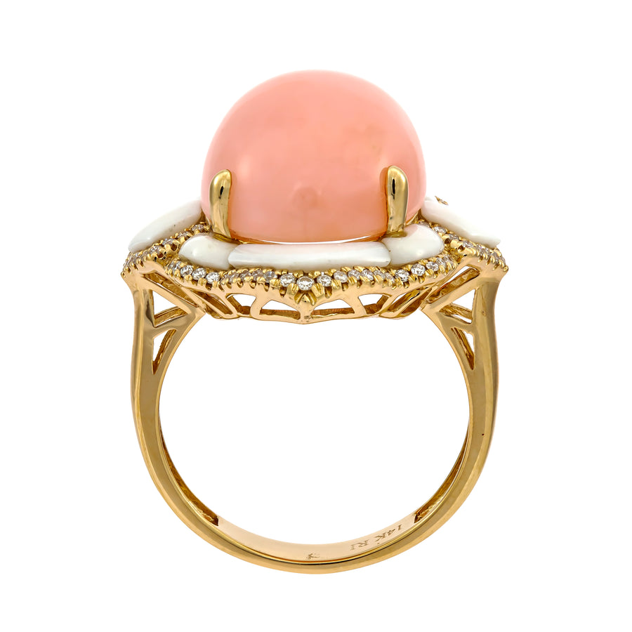 Ellie 14K Yellow Gold Oval-Cab Peruvian Pink Opal Ring