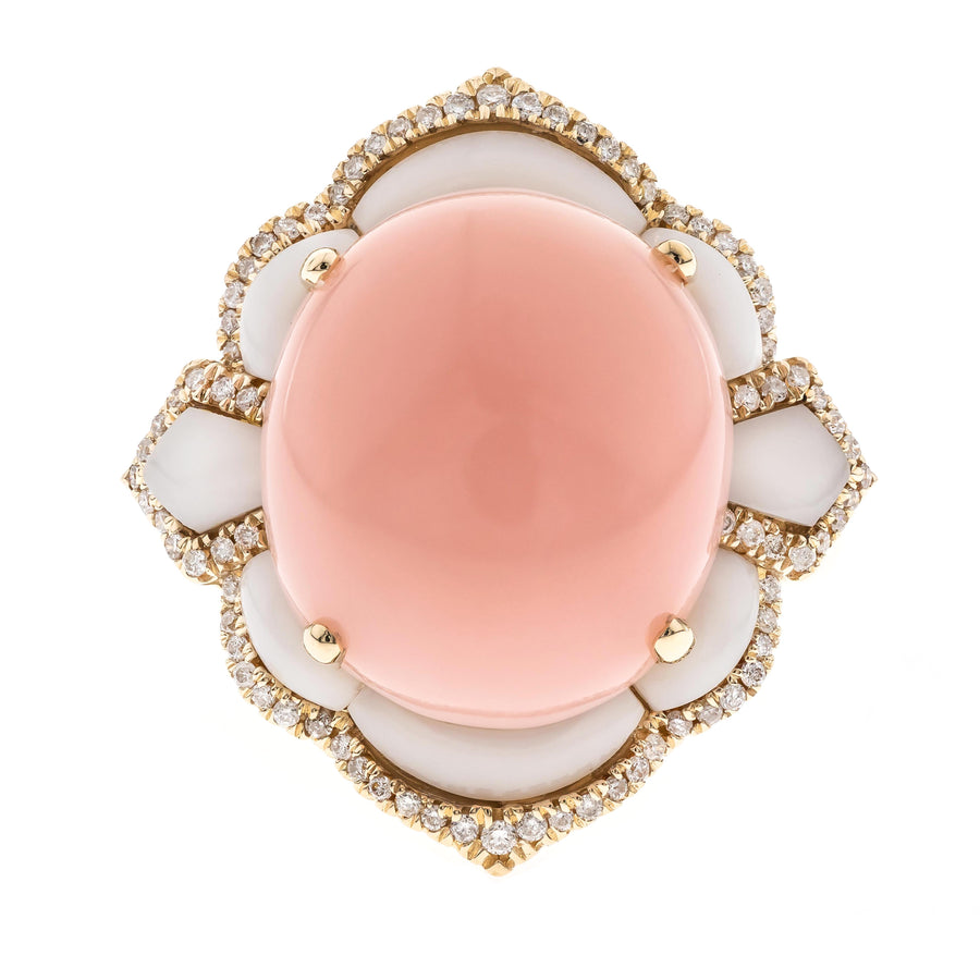 Ellie 14K Yellow Gold Oval-Cab Peruvian Pink Opal Ring