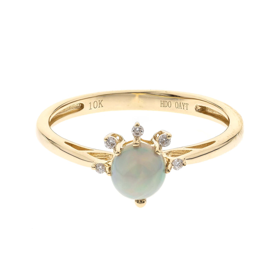 Adeline 10K Yellow Gold Round-Cut Natural African Opal Ring