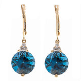 Savannah 14K Yellow Gold Round-Cut Brazilian London Blue Topaz Earrings