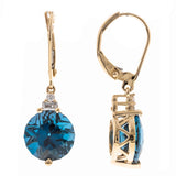Savannah 14K Yellow Gold Round-Cut Brazilian London Blue Topaz Earrings